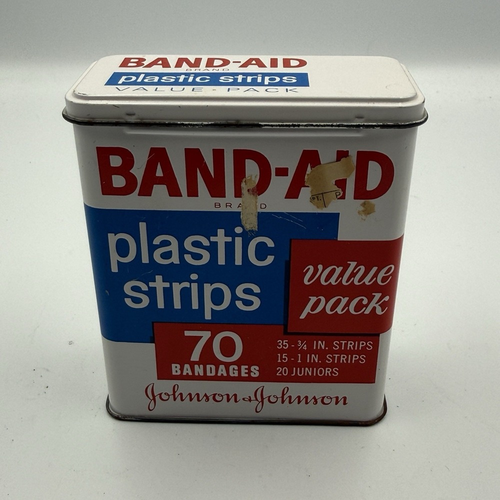 Vintage Band-Aid‎ Metal Tin Box Lot Of 2 Johnson & Johnson Made In USA Empty